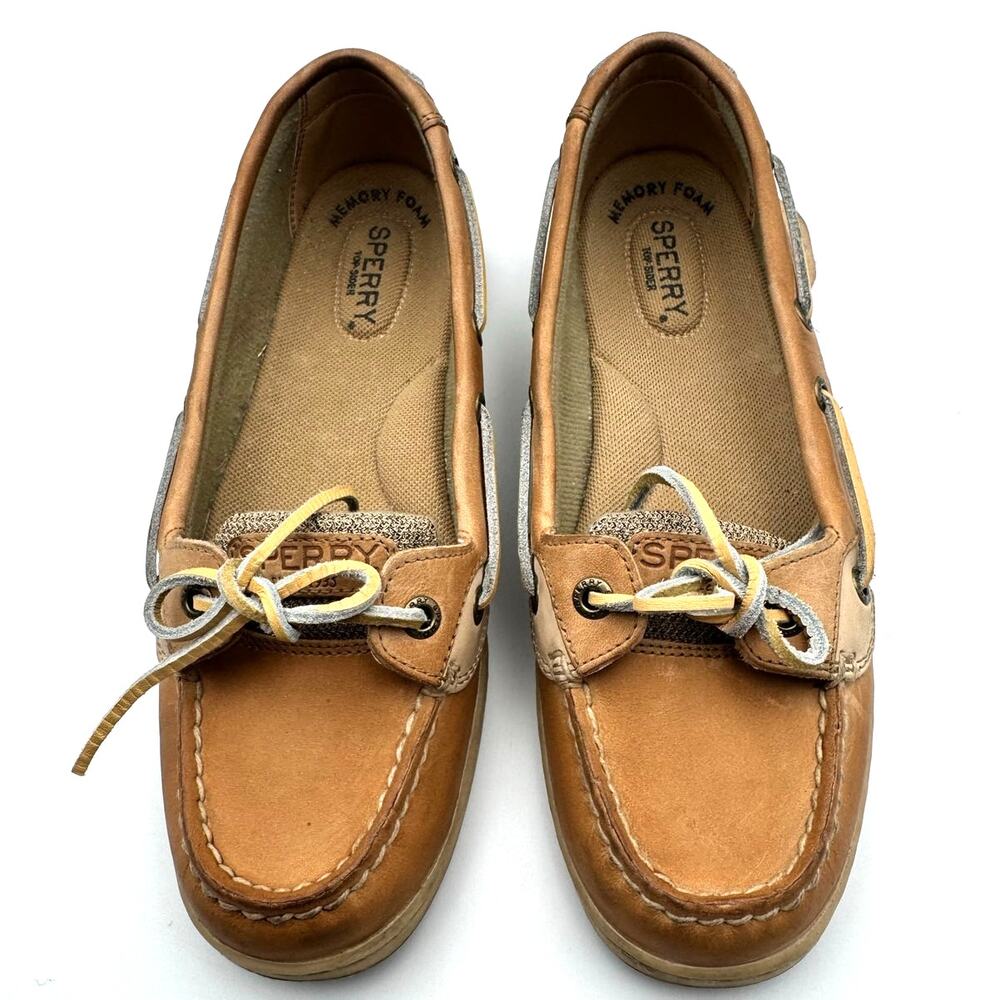 Sperry Top-Sider Angelfish Leather Boat Shoes Womens 7.5 Linen Oak & Tan Loafers